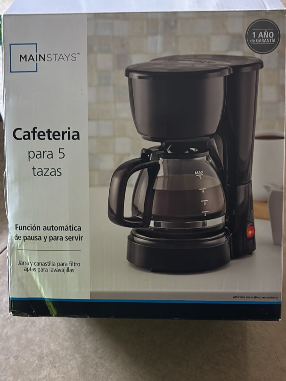 Mainstays Black 5-Cup Coffee Maker like new
